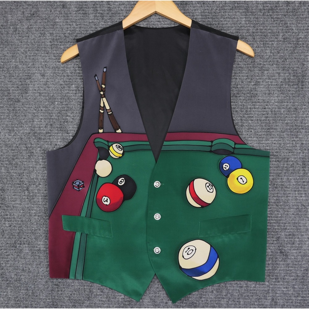 VTG Robert Daskal x Rob Visconti Mens M Silk Billiards Pool Table Vest Waistcoat